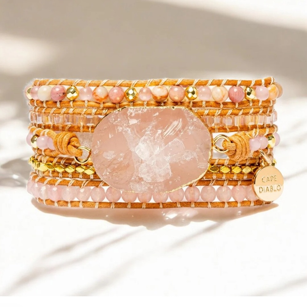 Cape Diablo Rose Quartz Handmade Wrap Bracelet